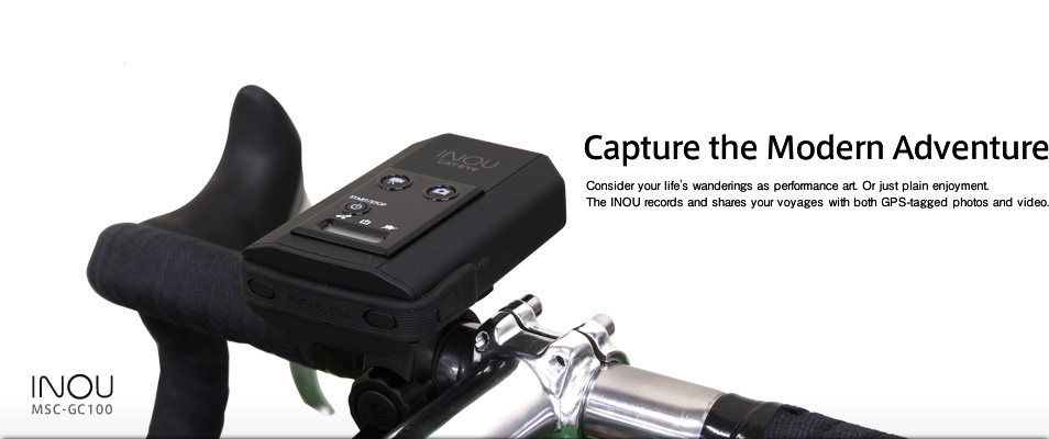 Capture the Modern Adventure Consider your life's wanderings as performance art. Or just plain enjoyment.
The INOU records and shares your voyages with both GPS-tagged photos and video. INOU MSC-GC100